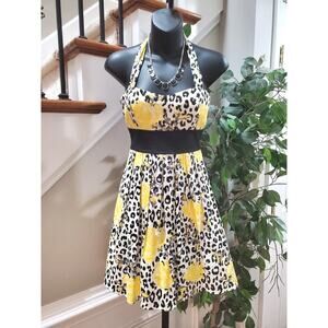 City Triangles Women Yellow & Black Halter Neck Casual Knee Length Dress Size S